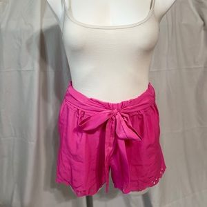 Pink Floral Lace Trim Shorts